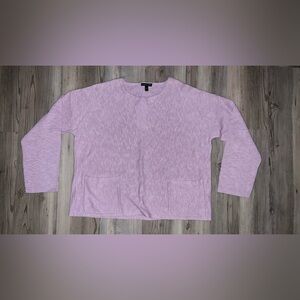 Eileen Fisher Medium Malow Organic Linen Cotton Slub Box Top Lavender New